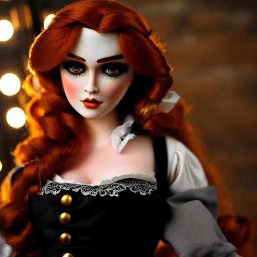 Prompt: Anne Bonny turned into a porcelain doll