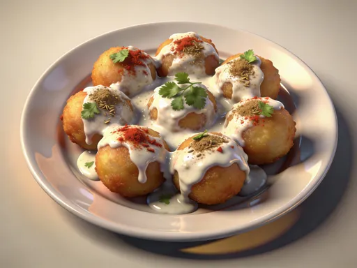 Prompt: Create a 3d images of dhai bhalle for download 