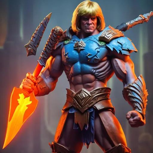 Prompt: real life photo of he-man toy with sword in his hand, stunning 3 d render inspired art by of Roger Sweet, realistic, highly detailed attributes and atmosphere, dim volumetric cinematic lighting, 8 k octane detailed render, post - processing, masterpiece,