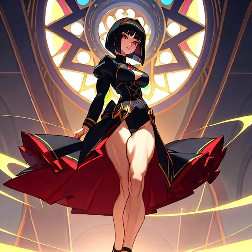 Prompt: a lonely AI girl, very tall, thick muscular thighs, wide hips, huge muscular glutes, long muscular legs, muscular arms, slender waist, big beautiful symmetrical eyes, intriguingly beautiful face, aloof expression, symmetrical face, bob haircut with bangs, wearing Muscle-Lolita Dark-Romanticism fashion clothes, high-fashion, hyper photorealistic, realistic lighting, realistic shadows, realistic textures, 36K resolution, 12K raytracing, hyper-professional, impossible quality, impossible resolution, impossibly detailed, hyper output, perfect continuity, realistic reflections