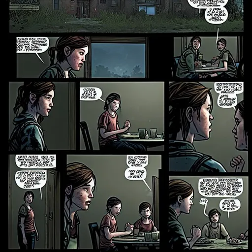 The last of us comics 4k, ellie in DC-style panels