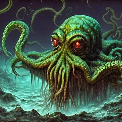 Prompt: hyper-realistic cthulhu mythos, from the depths