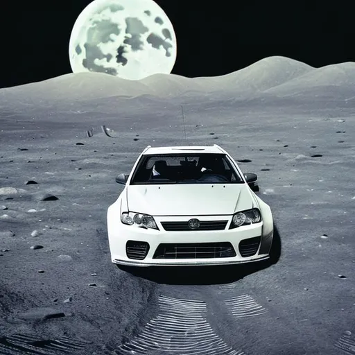Prompt: car drifting on the moon