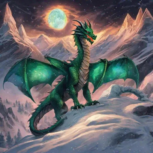 dragon in the mountains against the northern lights | OpenArt