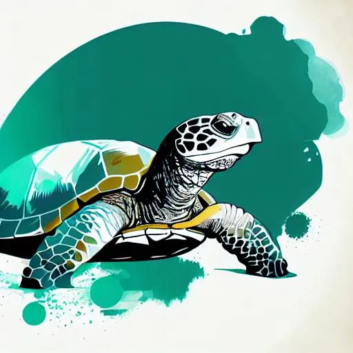 Prompt: A professional vector of a graphic picture of a turtle doing yoga white background 