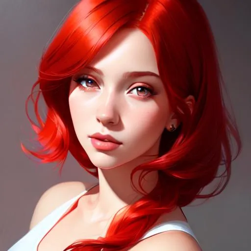 Prompt: (((masterpiece))), (((best quality))),a digital painting of a woman with red hair, a photorealistic painting by Mandy Jurgens, featured on cgsociety, photorealism, hyper realism, ilya kuvshinov, artstation hd