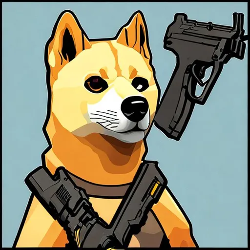 Prompt: doge with gun