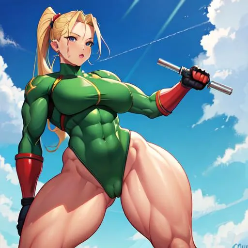 Prompt: Thicc cammy random pose muscular woman hip hop  (very nsfw)