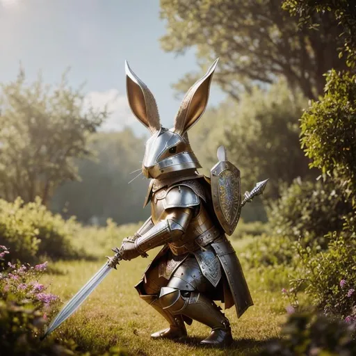 Prompt: paladin rabbit in leather armor wielding a rapier and shield highly detailed, fine complex micro-details, 8k, volumetric lightning, ethereal light, extremely detailed, octane rendering, hyperrealistic, unreal engine