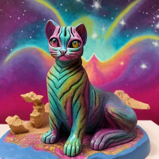 Prompt: Lisa frank style of sphinx cat diorama 