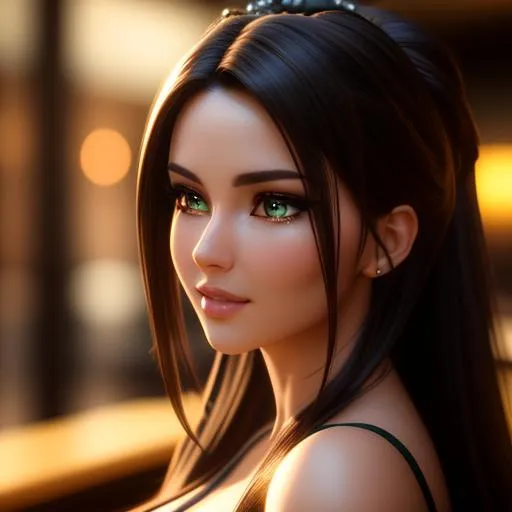 Prompt: {{{{highest quality concept art 3d octane unreal render masterpiece}}}} digital drawing oil painting with {{visible textured brush strokes}}, 
hyperrealistic intricate 128k UHD HDR,

hyperrealistic intricate perfect full body image of flirtatious seductive gorgeous stunning cute beautiful feminine 22 year old anime like starbucks waitress with 
{{hyperrealistic intricate perfect fluffy long brown hair}} 
and 
{{hyperrealistic perfect clear warm brown eyes}} 
and hyperrealistic intricate perfect flirtatious seductive gorgeous stunning cute beautiful feminine face wearing 
{{hyperrealistic intricate body tight green starbucks apron}}
 with deep exposed cleavage and visible abs,
soft skin and red blush cheeks and cute sadistic smile, 

epic fantasy, 
perfect anatomy in perfect composition approaching perfection, 
{{seductive captivating love gaze at camera}}, 

hyperrealistic intricate blurred cafe in background, {{golden hour}}, 
  
cinematic volumetric dramatic 
dramatic studio 3d glamour lighting, 
backlit backlight, 
professional long shot photography, 
unreal engine octane render trending on artstation, 

triadic colors,
sharp focus, 
occlusion, 
centered, 
symmetry, 
ultimate, 
shadows, 
highlights, 
contrast, 
{{sexy}}, 
{{huge breast}}