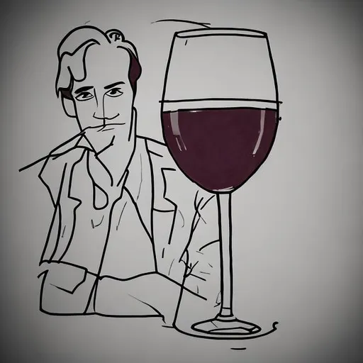 Prompt: A hand drawn picture of a posh man holding a drink, simple lines
