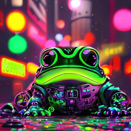 (((cyberpunk frog))), chaotic, (((neon))), surreal,... | OpenArt