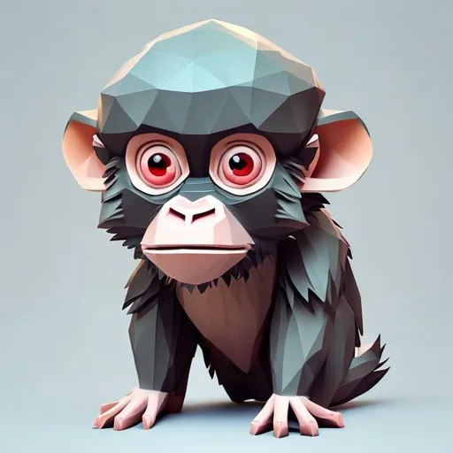 Prompt: kawaii low polym combine a monkey a dog and a bird to a character, 3d isometric render, white background, ambient occlusion, unity engine, square image