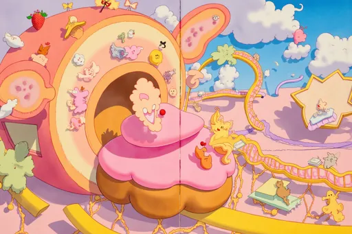 Prompt: Peach is riding a rollercoaster and loves it! 