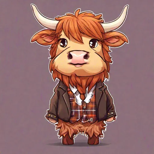 Prompt: One Male highland cow chibi