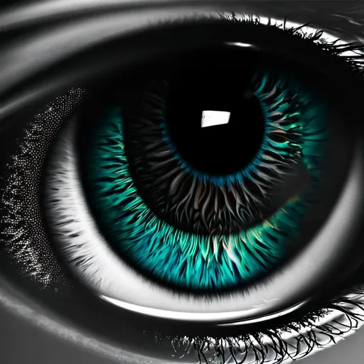 Prompt: Create the exquisite art image of an ultra-detailed eye: the sclera, the eyeball, the cornea, the pupil, the lens, the iris and the conjunctiva in UHD engine, HDR, Octane 3D render, 256K, focus sharp, centered, clarity, harmony, good proportions, balance of the tones, fit in the frame, the Cosmic Space in the background, UHD engine 5, wide angle view.
