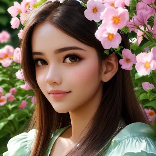 Prompt: a beautiful girl in beautiful garden, facial closeup
