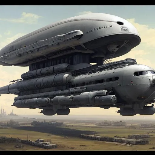 Prompt: scifi, airship, military troop transport