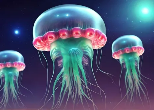 Prompt: Alien Space Jellyfish invasion