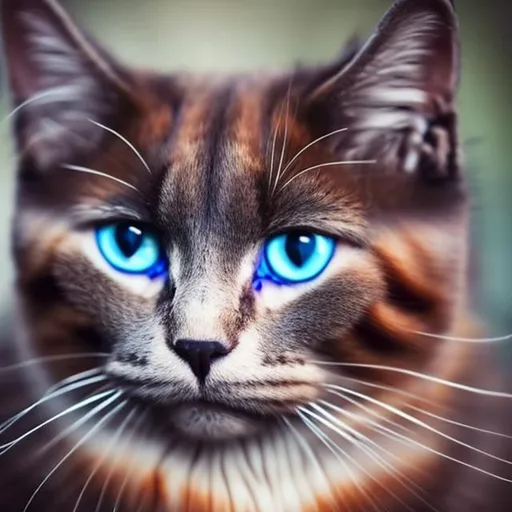 Prompt: Beautiful colourful cat with stunning eyes and long fur