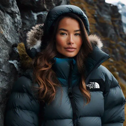 Prompt: Beautiful Woman in North Face Nuptse