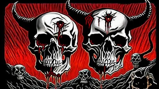 Prompt: an album cover  of a steamphunke skull with crakes on it from the crakes there is blood dripping, the album is from lord of the lost x iron maiden, also on the cover of the album is a with and red mostly with just some red tints demon, the demon is holding the skull in the left hand, next to the demon is demonic cat, there is this dark phantasie town of darkness,  in the rigth hand of the demon is a red gitar shaped in the form of a cruseafix, the name of the album is Spear Of The Poisoner this should be shown in text small on down side of the pictur more to the corner but not to close ot the corner,  must look like demoonic drawing, size 16:9