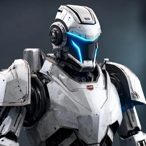 Prompt: UHD robot armor with 
black visor 

