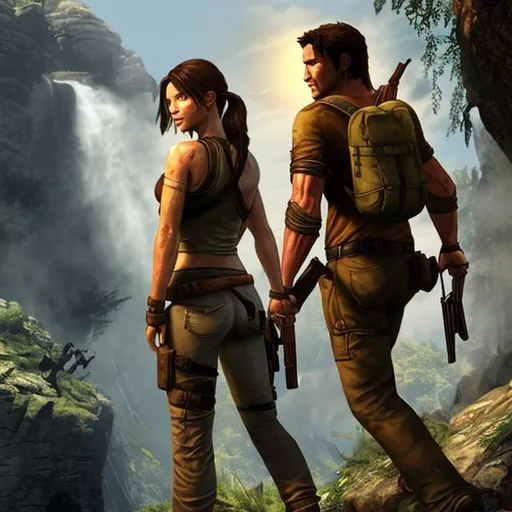 Prompt: nathan drake and lara croft
