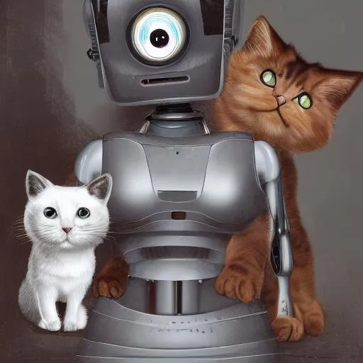 A Portrait Of A Robot Cat And Robot Dog, Digital Ar... | OpenArt