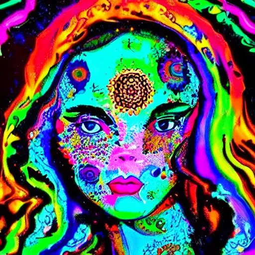 Prompt: Beautiful women in psychedelics