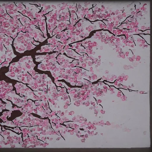 Prompt: hand drawn cherry blossom tree and flowers with the word “revelation”