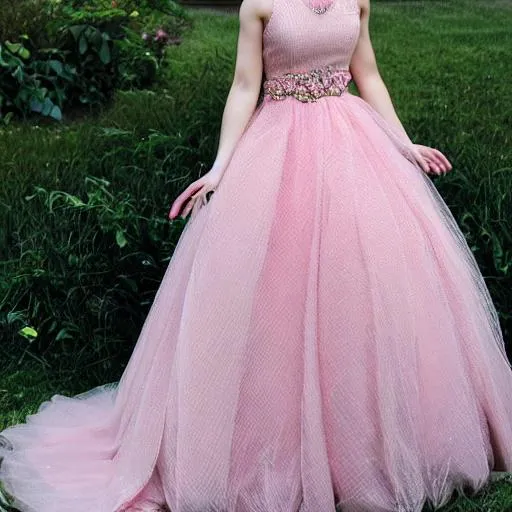 Prompt: blonde princess in long ball gown
pink