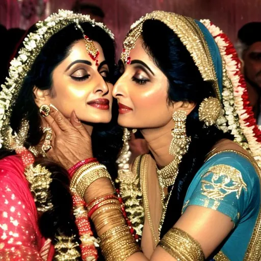 Prompt: Sri Devi kissing me