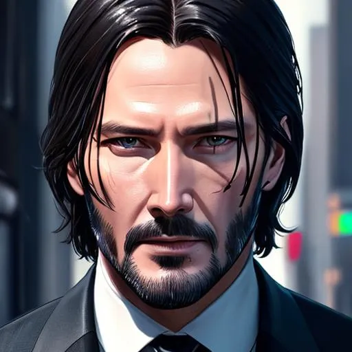 Prompt: image of a man in a suit and tie walking down a street, portrait of john wick, #1 digital painting of all time, # 1 digital painting of all time, hq 4k wallpaper, highly detailed exquisite fanart, epic portrait illustration, sharp digital painting, fan art, digital painting, john wick, epic and classy portrait