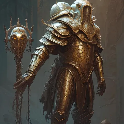 Prompt: cleric, bronze anthropomorphic lacertoidea, bronze scale color, male,  bald, helmetless, scale mail armor, white eyes, fantasy, short, extremely detailed, digital painting, artstation, concept art, smooth, sharp focus, illustration, stunning lighting, art by artgerm and greg rutkowski and alphonse mucha and simon stalenhag, realistic character concept, high fantasy, light atmosphere, golden ratio, cinematic lighting, hyperdetailed, high resolution, insanely detailed and intricate, artstation, Marc Simonetti, Greg Rutkowski, 8k, HD, unreal engine