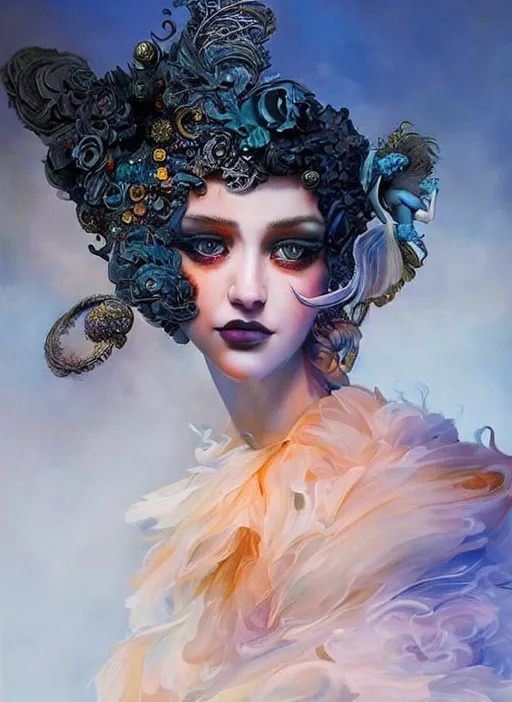 Prompt: Sculptural in style of Jacek yerka, Jeremy Mann, Alberto Seveso, ivan laliashvili, Catherine Abel. Highly detailed, very beautiful, Best quality. Beautifully lit.