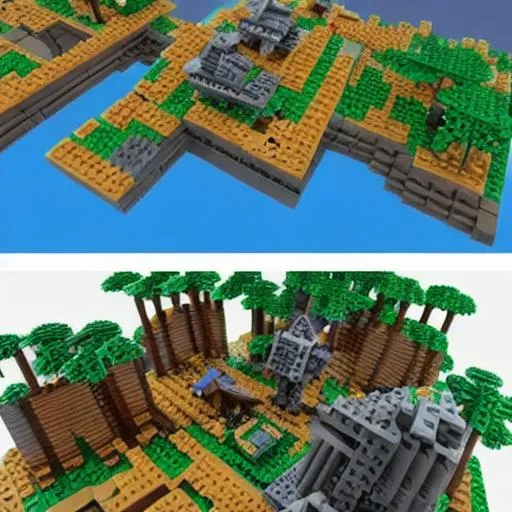 Prompt: Ark survival evolved, but its actually just a lego game
In Realistic v2