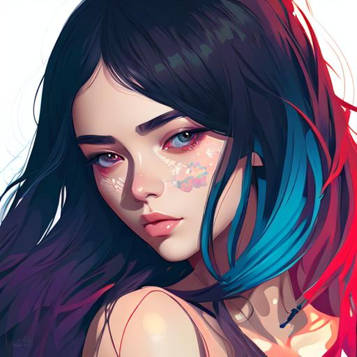 Melancholy Beauty 2d Vector Illustration Portrait Openart