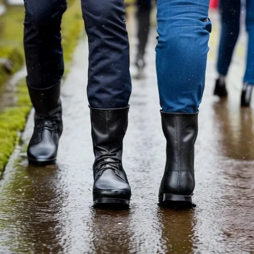 Prompt:  zwarte regenafwerende werkschoenen zonder veters in de regen

