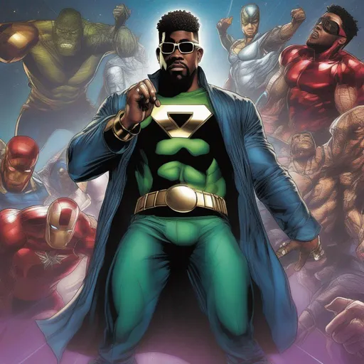 Prompt: the rap artist "david banner" as a marvel comic superhero 