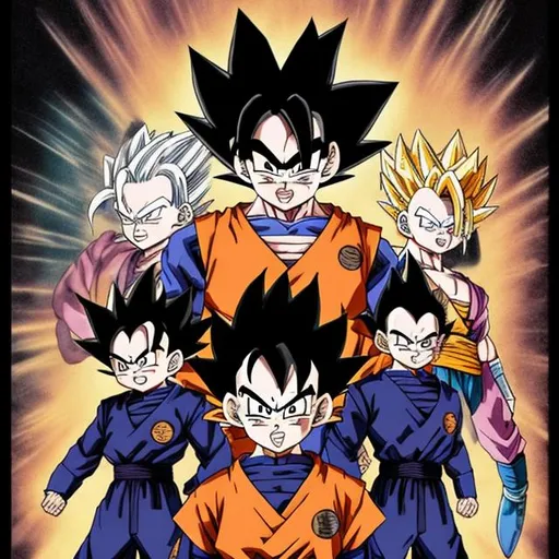 Goku, Trunks, Vegeta, Gohan  Dragon ball super manga, Anime