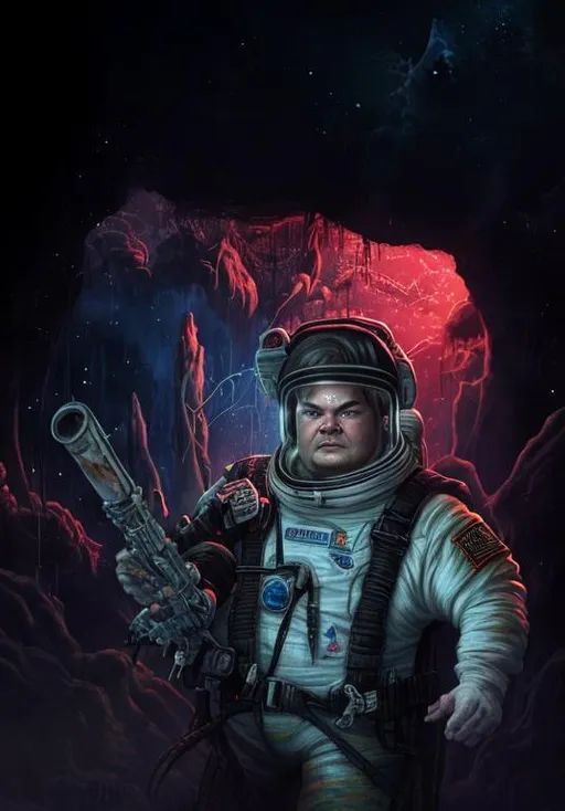 Prompt: swamp planet jack black astronaut 