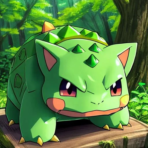Prompt: HD, high quality, anime, Pokemon, Bulbasaur, powerful, forest