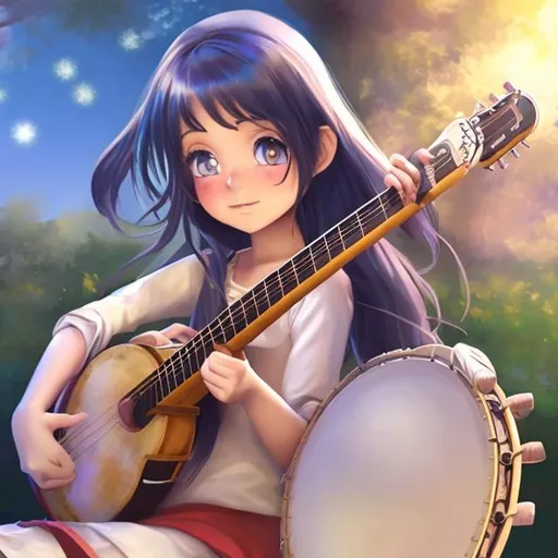 Prompt: anime girl playing the banjo