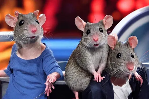 Prompt: rat judges american idol rodent version 