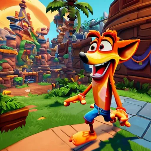 Prompt: Crash bandicoot in Disney world