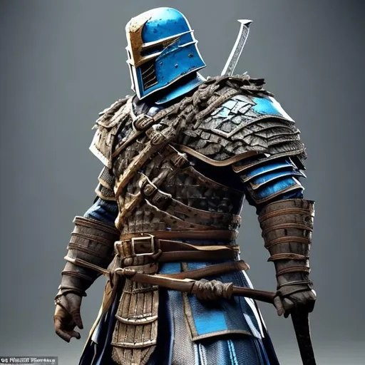 Prompt: The warden from the video game For Honor, but his armor is sleek and stealthy