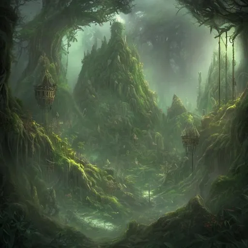 Prompt: Dense fantasy  forest