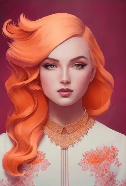 Prompt: Cinematic smooth, Portrait of beautiful woman, old Hollywood silky hairstyle, orange gradient colored, dramatic makeup, beautiful eyes, wearing a fancy sequin dress  by Anna Dittmann, Greg Rutkowski, WLOP, by artgerm, art by James Jean, Atey Ghailan, Andrew Atroshenko, Stanley Artgerm, 4k, digital art, pretty visuals, aesthetic, artstation, unreal engine, shadow effect, insanely detailed and intricate, highly detailed  